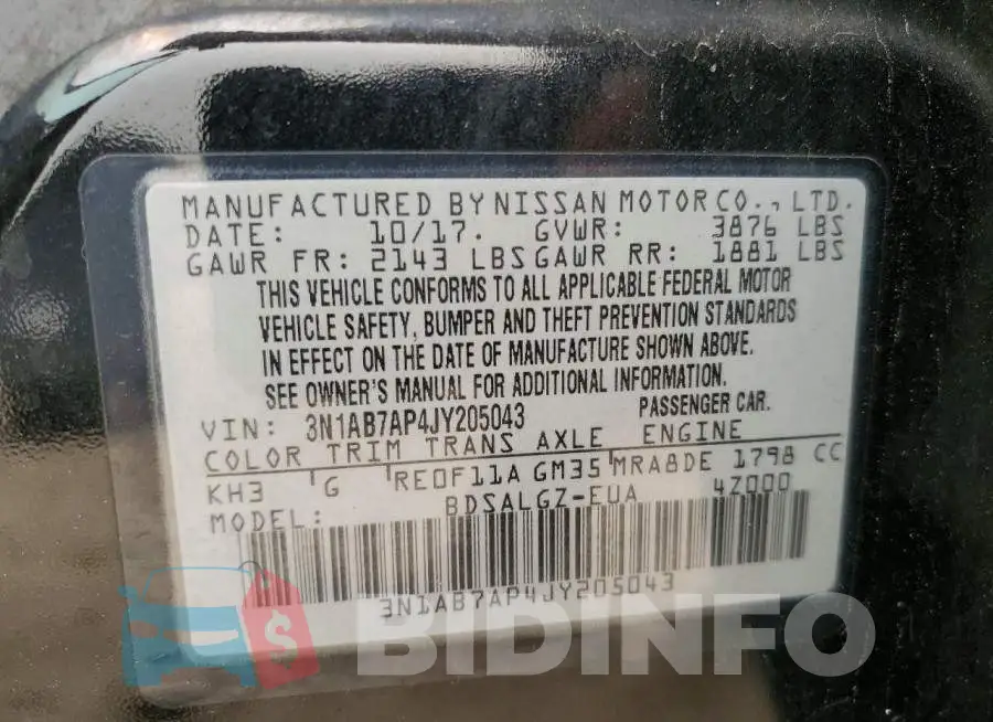 3N1AB7AP4JY205043 Photo# 12
