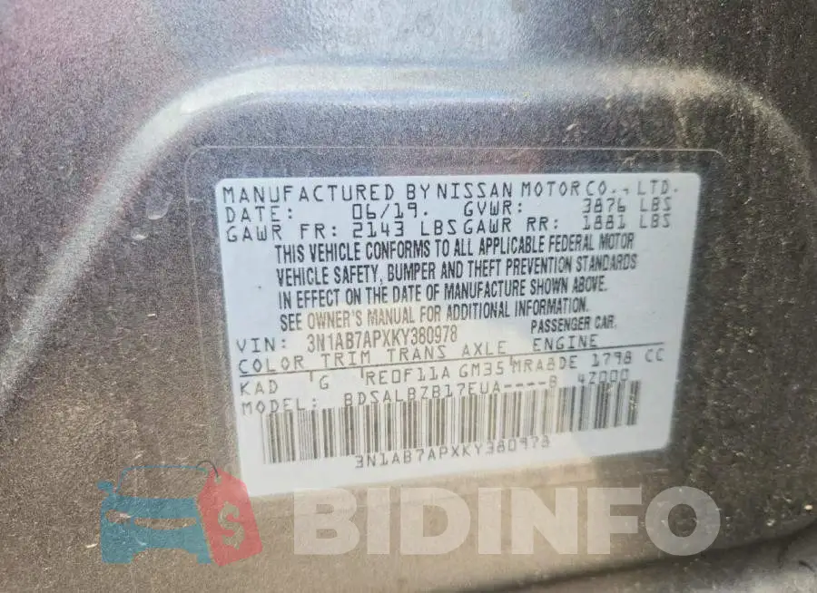3N1AB7APXKY380978 Photo# 12