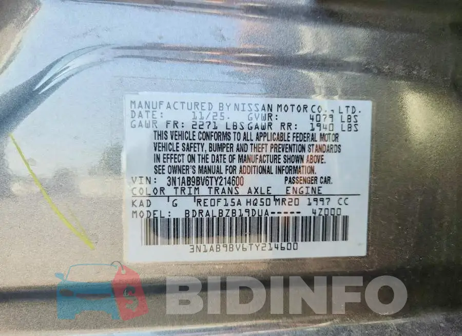 3N1AB9BV6TY214600 Photo# 13