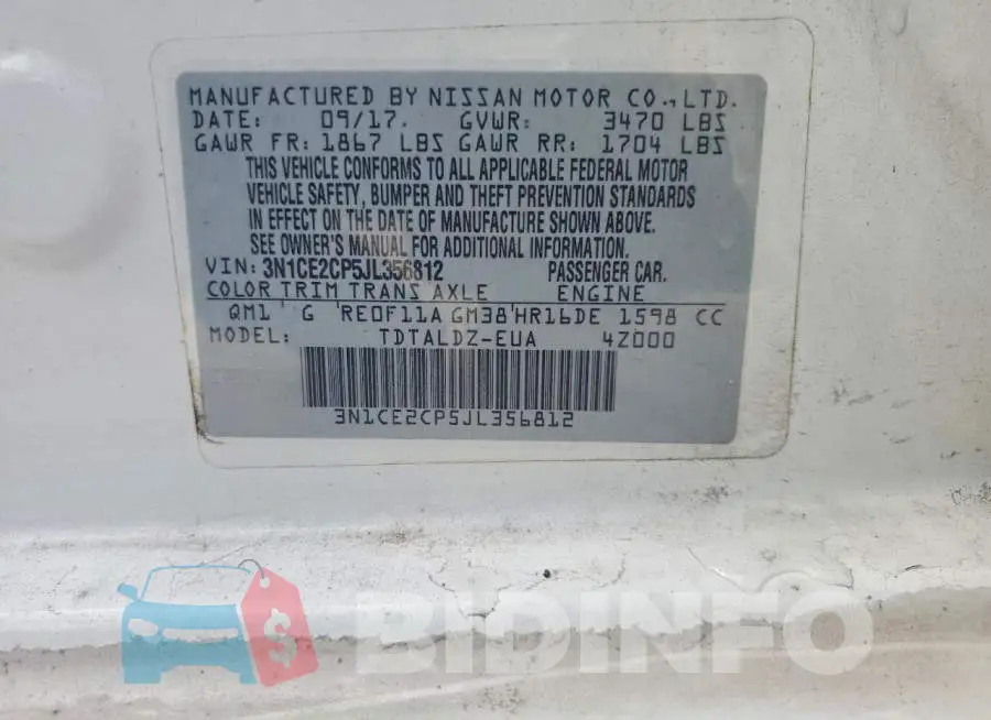 3N1CE2CP5JL356812 Photo# 12