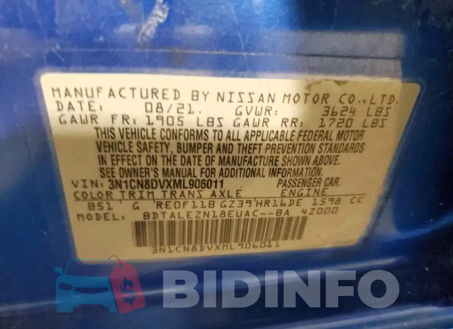 3N1CN8DVXML906011 Photo# 12