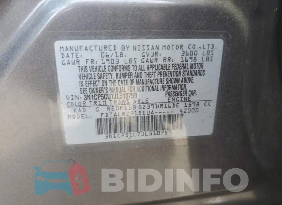 3N1CP5CU7JL510759 Photo# 12