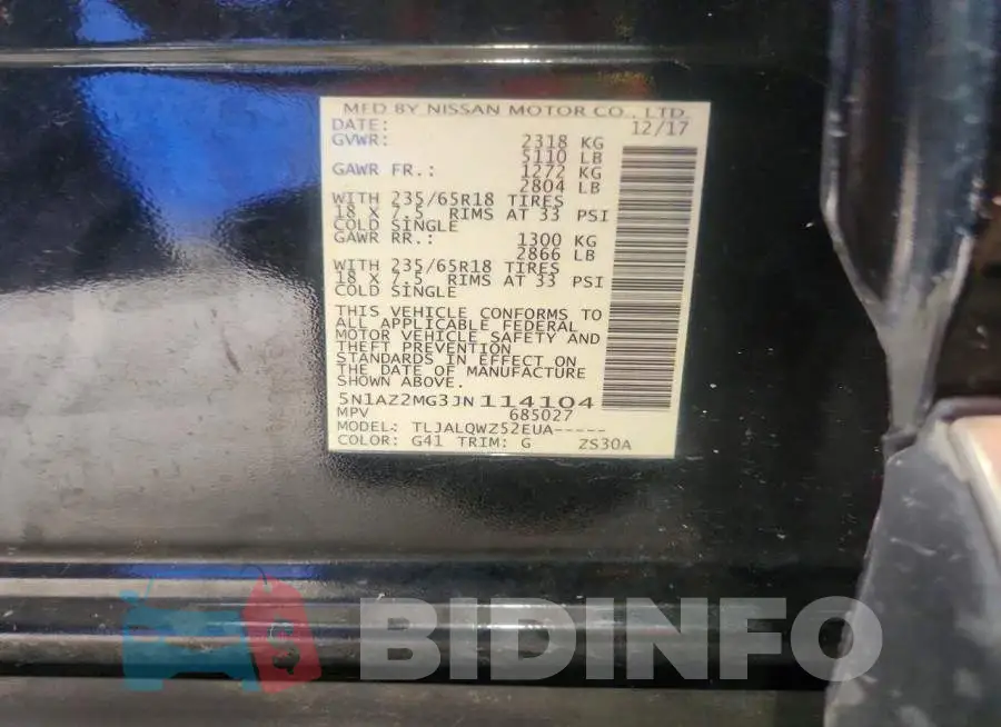 5N1AZ2MG3JN114104 Photo# 13