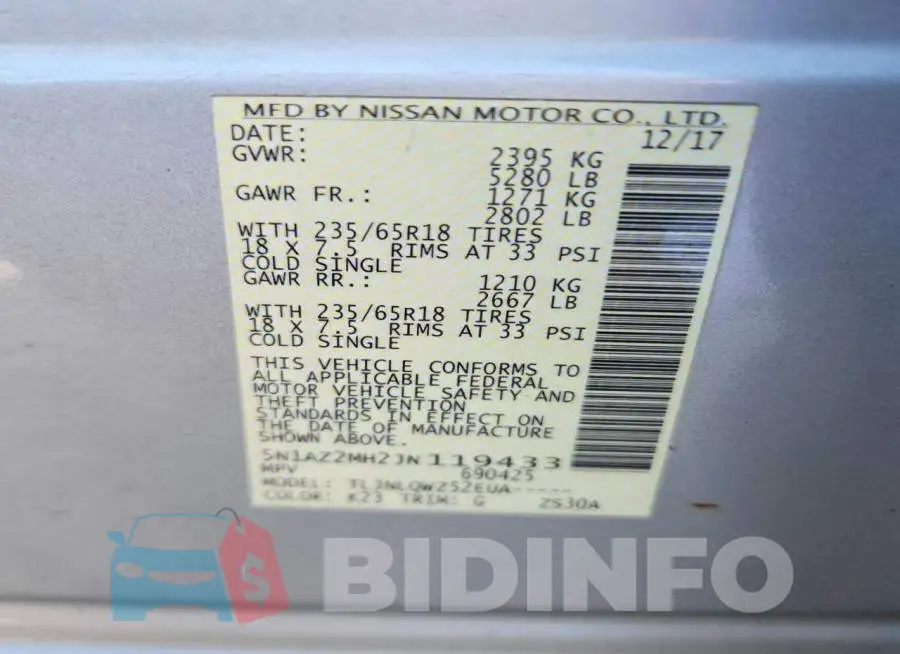 5N1AZ2MH2JN119433 Photo# 12