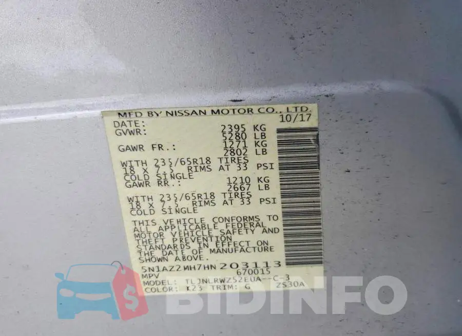 5N1AZ2MH7HN203113 Photo# 13