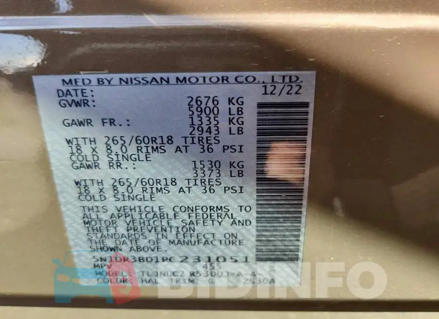 5N1DR3BD1PC231051 Photo# 13
