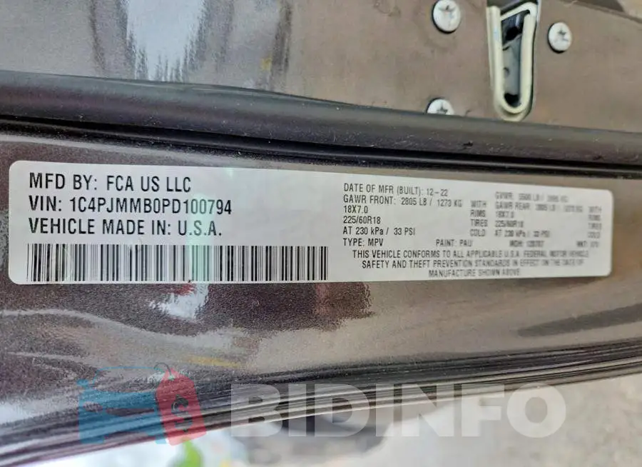 1C4PJMMB0PD100794 Photo# 13