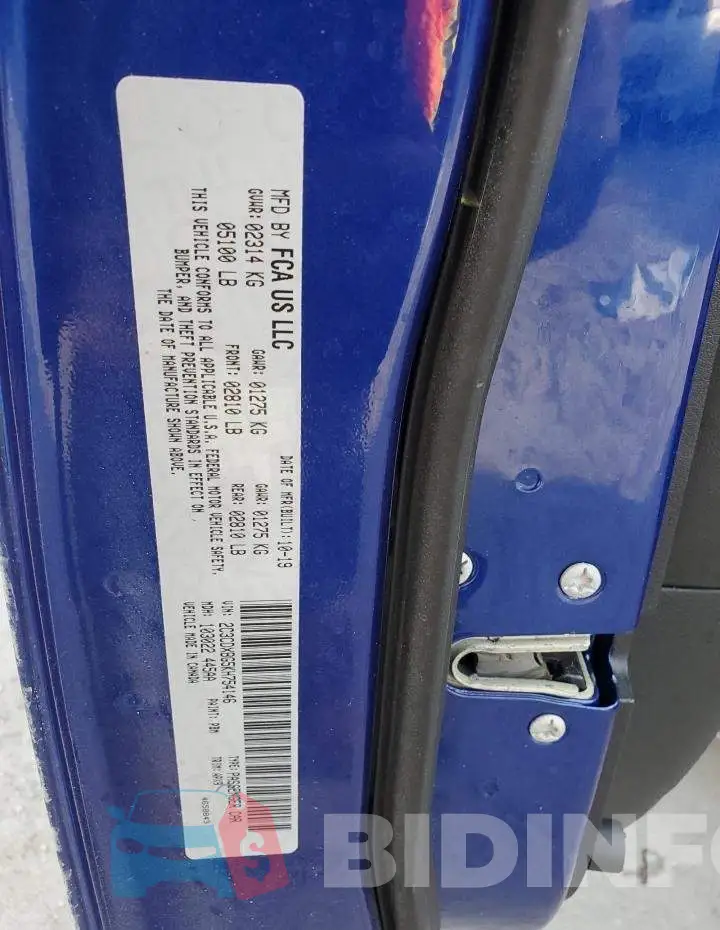 2C3CDXBG5KH754146 Photo# 12