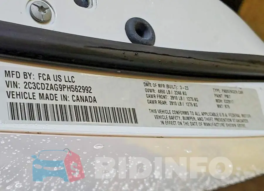 2C3CDZAG9PH562992 Photo# 13