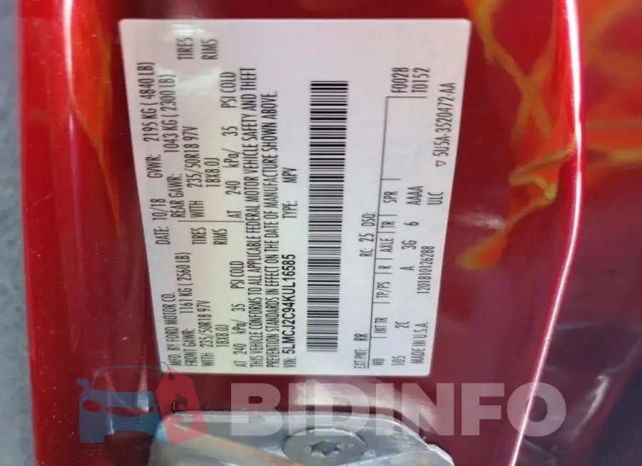 5LMCJ2C94KUL16585 Photo# 13