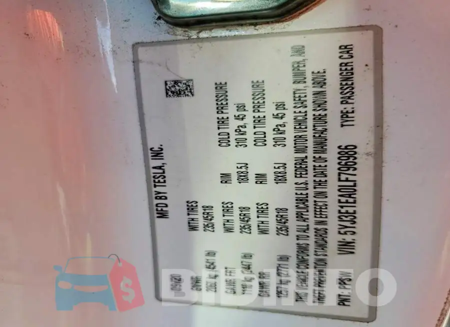 5YJ3E1EA0LF796986 Photo# 12