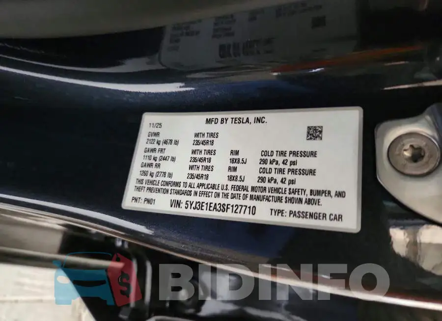 5YJ3E1EA3SF127710 Photo# 12