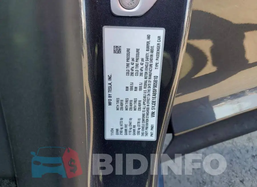 5YJ3E1EA8SF905810 Photo# 12