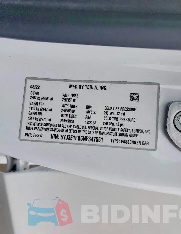 5YJ3E1EB6NF347551 Photo# 12