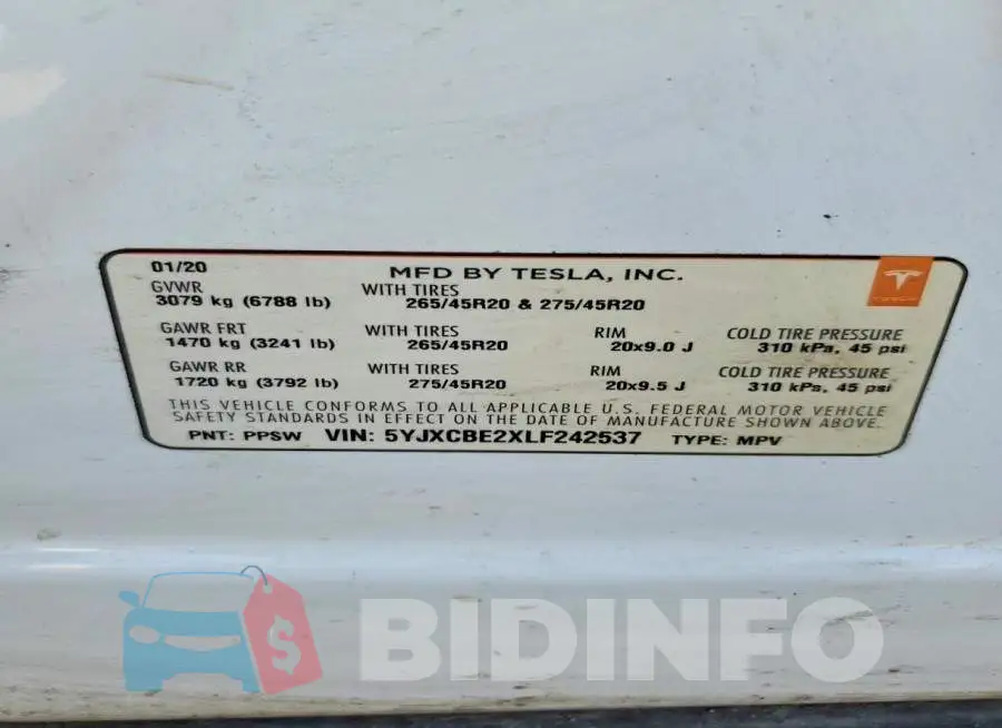 5YJXCBE2XLF242537 Photo# 13