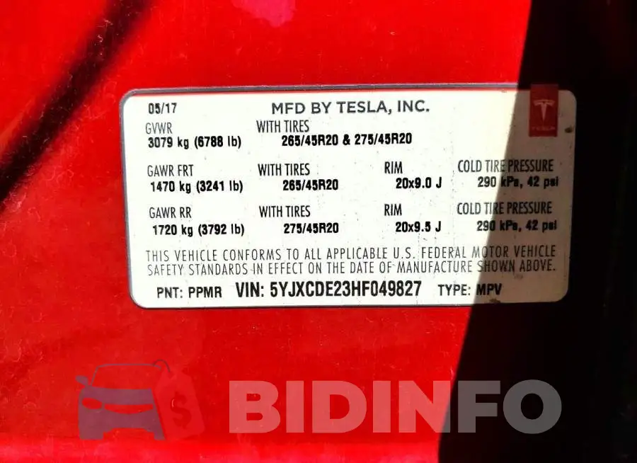 5YJXCDE23HF049827 Photo# 13