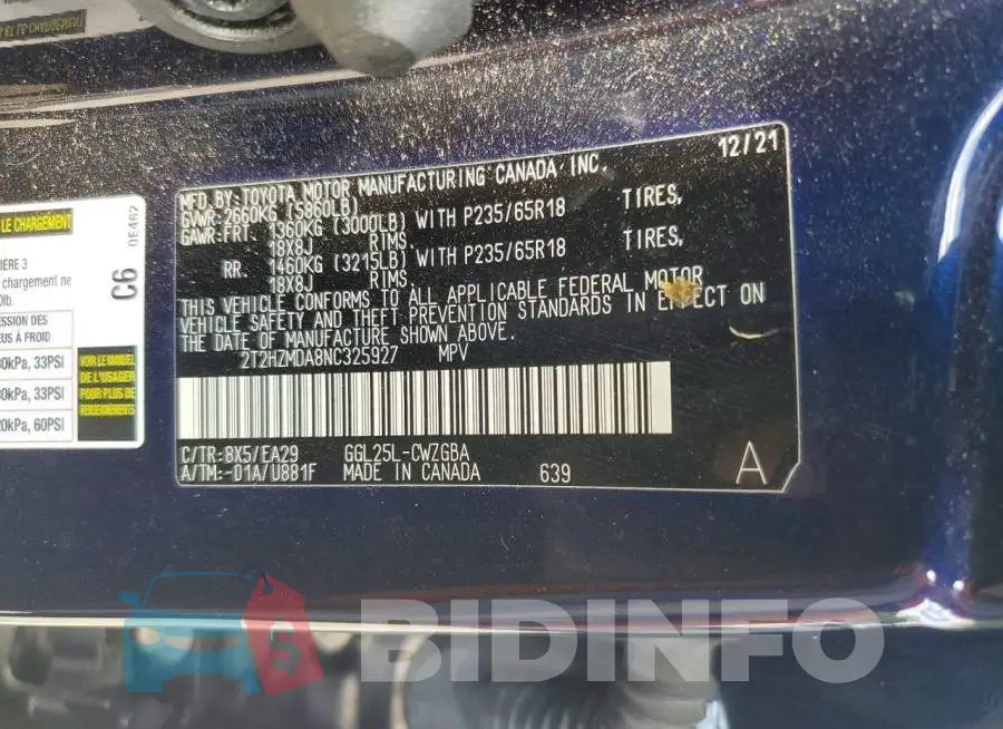 2T2HZMDA8NC325927 Photo# 13