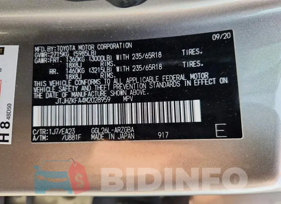 JTJHZKFA4M2028959 Photo# 13