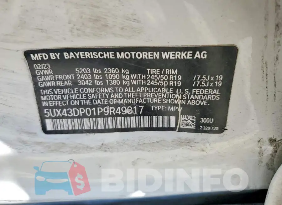 5UX43DP01P9R49017 Photo# 13