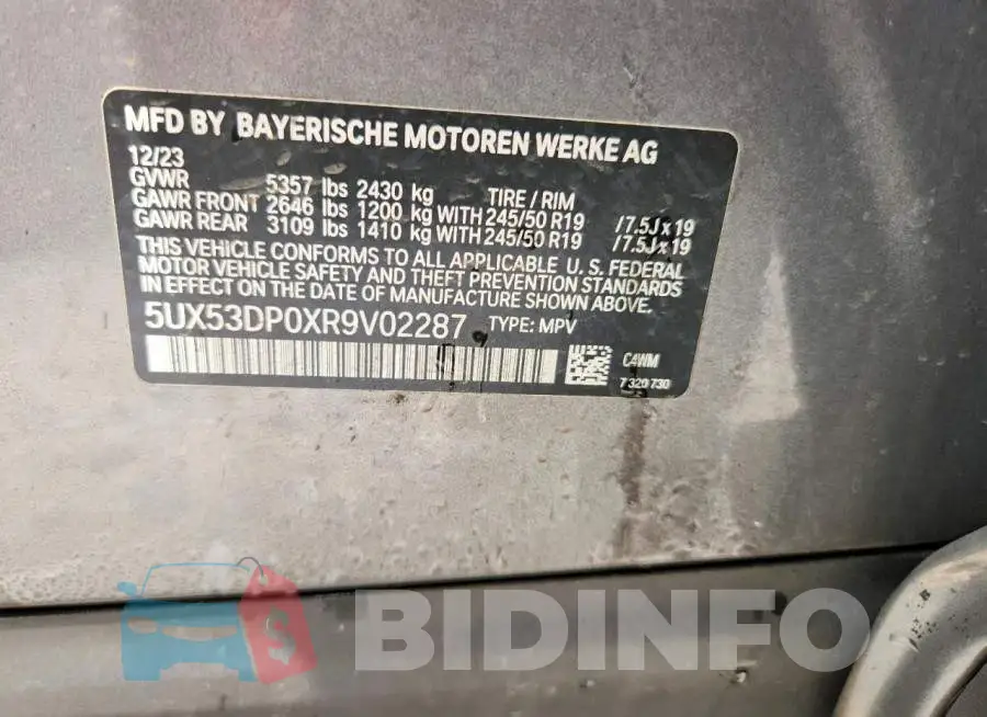5UX53DP0XR9V02287 Photo# 13