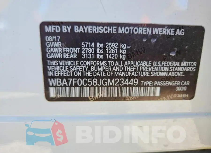 WBA7F0C58JGM23449 Photo# 13