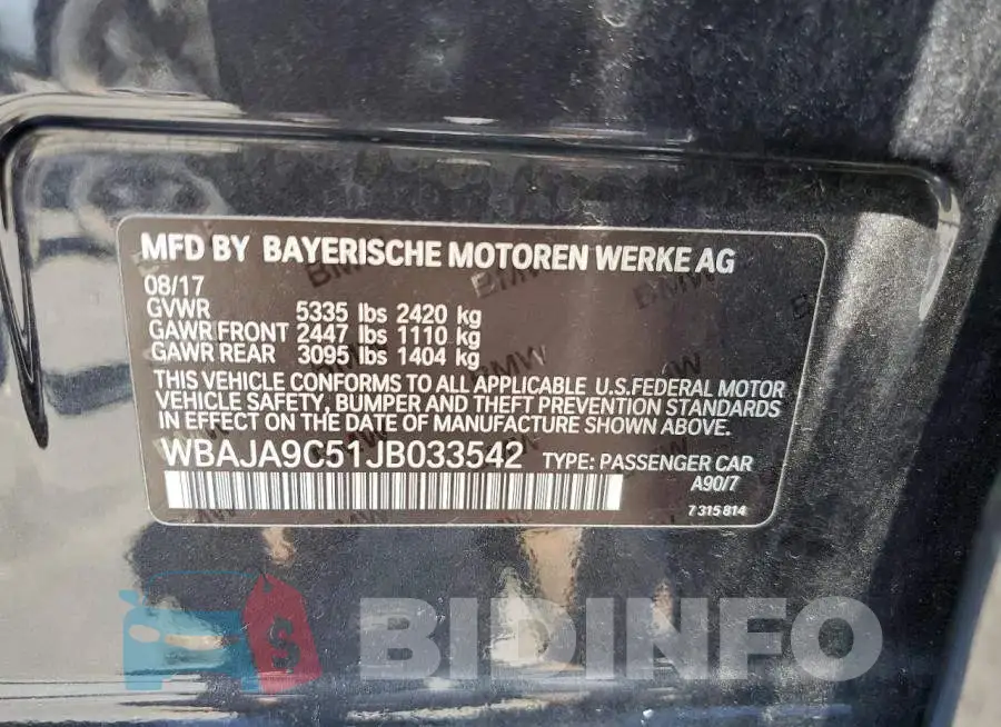 WBAJA9C51JB033542 Photo# 12