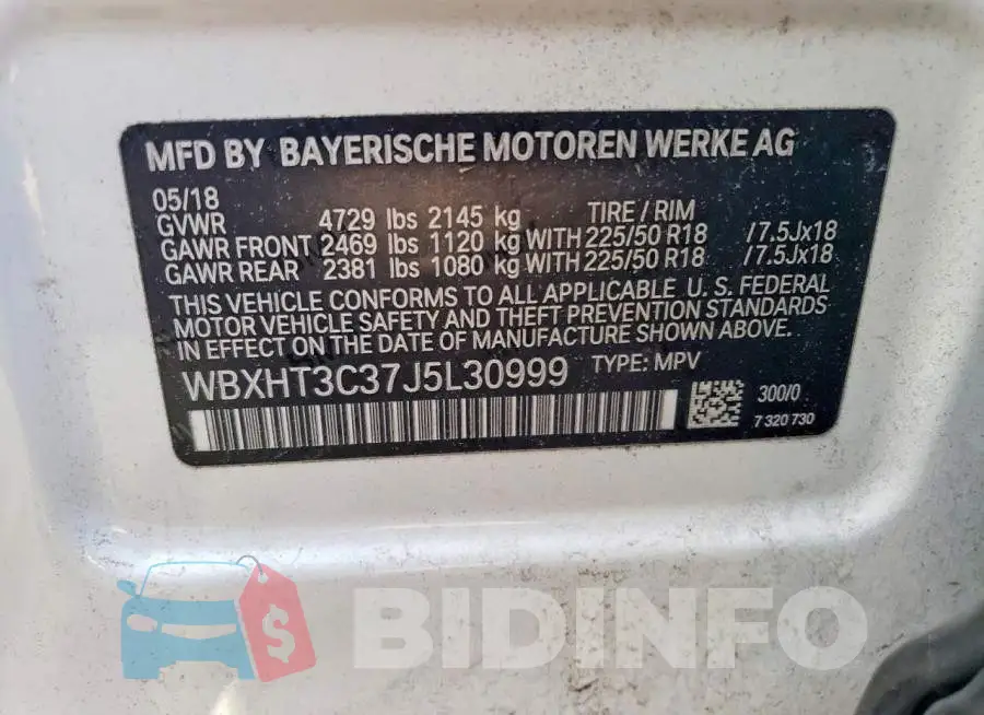 WBXHT3C37J5L30999 Photo# 14