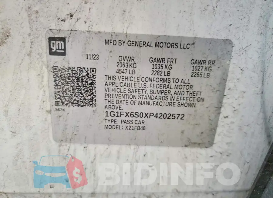 1G1FX6S0XP4202572 Photo# 13