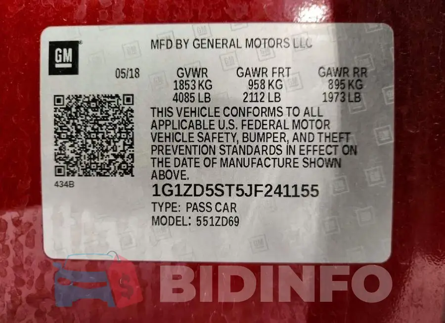 1G1ZD5ST5JF241155 Photo# 12