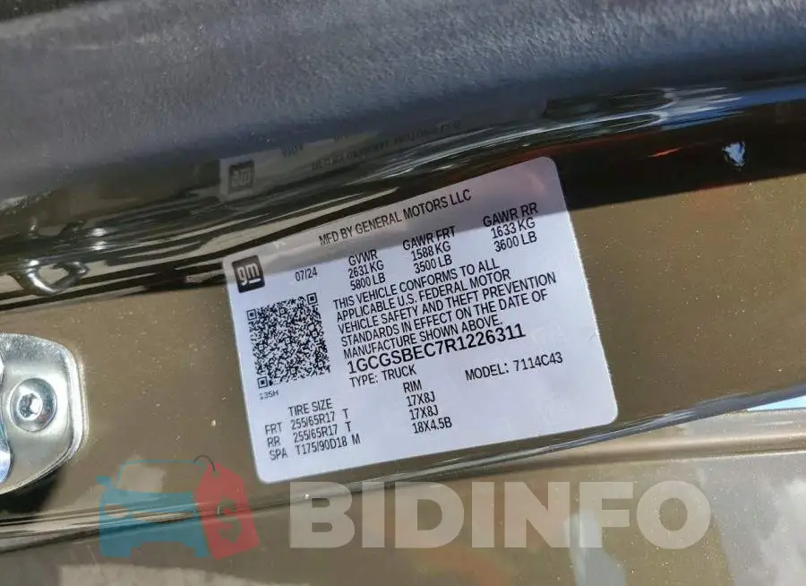 1GCGSBEC7R1226311 Photo# 12