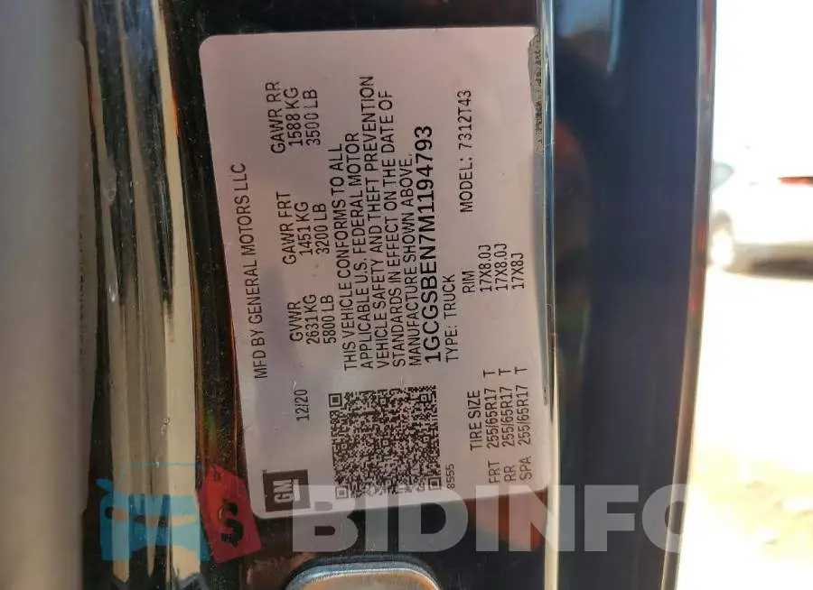 1GCGSBEN7M1194793 Photo# 12