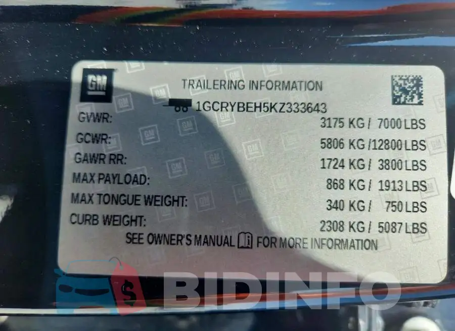 1GCRYBEH5KZ333643 Photo# 12