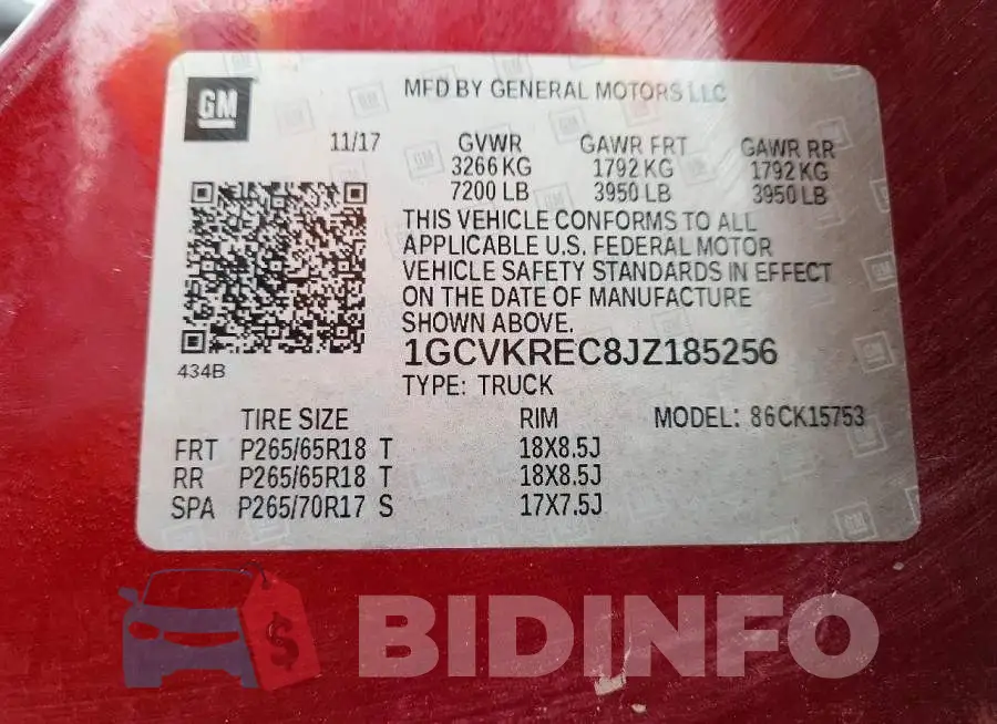1GCVKREC8JZ185256 Photo# 13