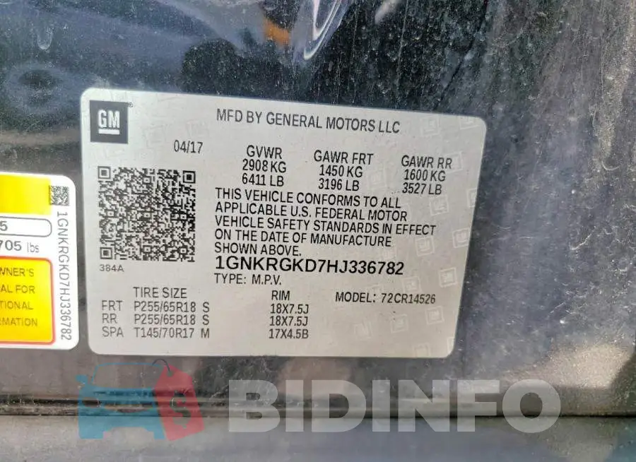 1GNKRGKD7HJ336782 Photo# 13