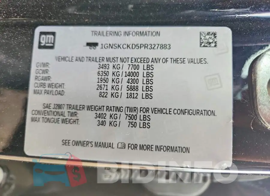 1GNSKCKD5PR327883 Photo# 13