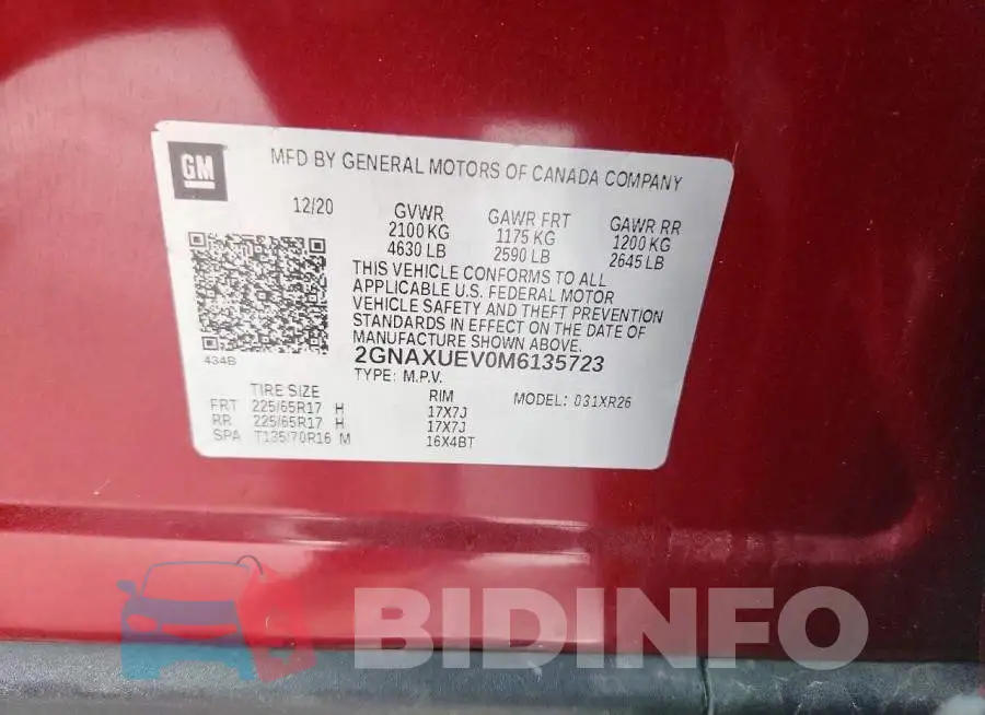 2GNAXUEV0M6135723 Photo# 14