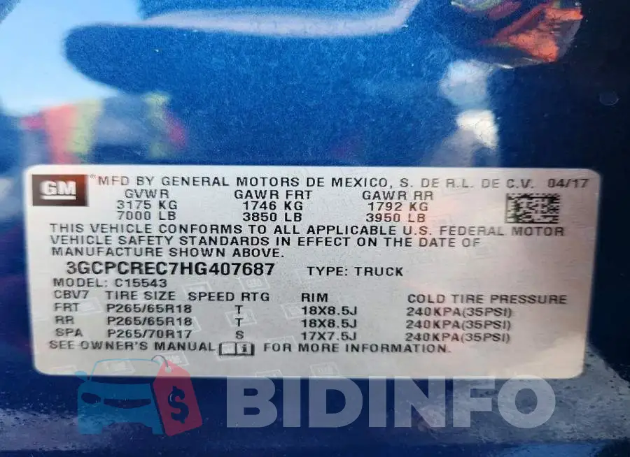 3GCPCREC7HG407687 Photo# 12