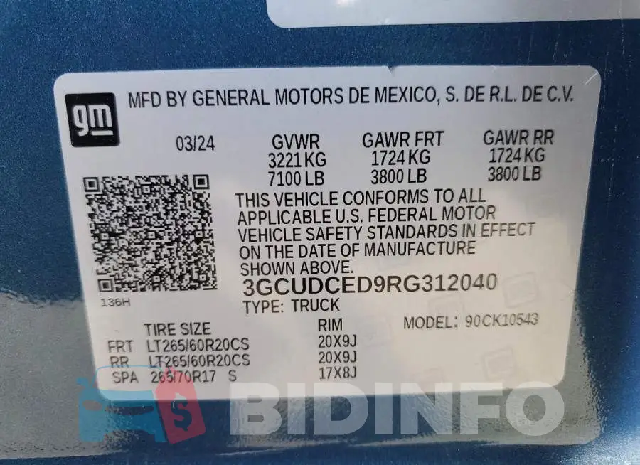 3GCUDCED9RG312040 Photo# 12