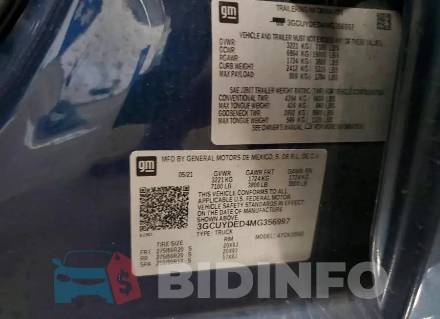 3GCUYDED4MG356997 Photo# 12