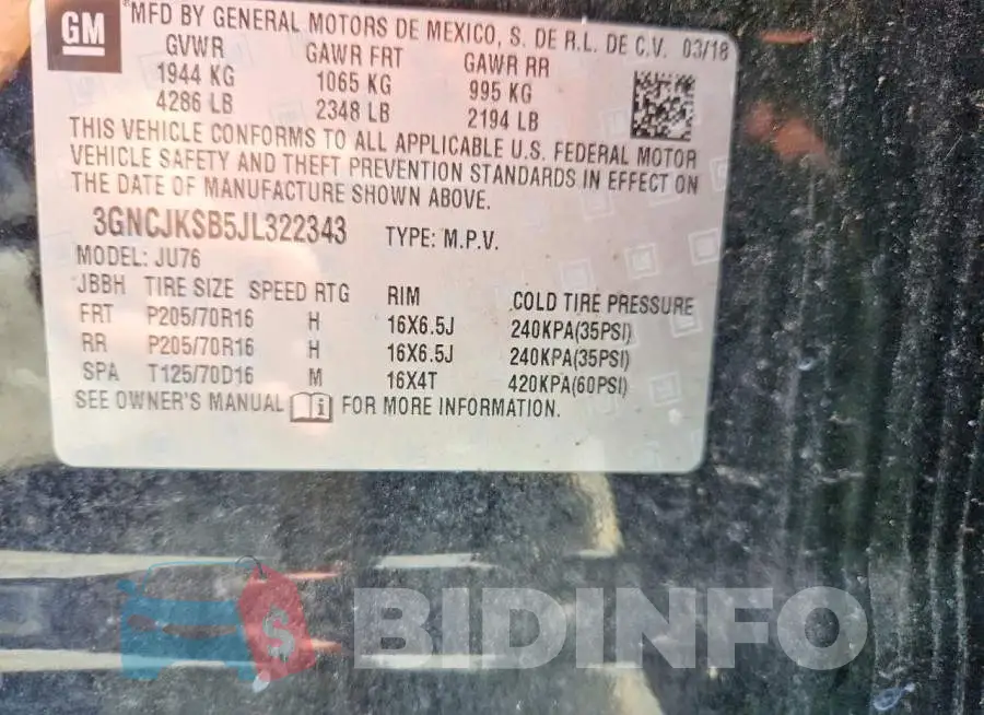 3GNCJKSB5JL322343 Photo# 12