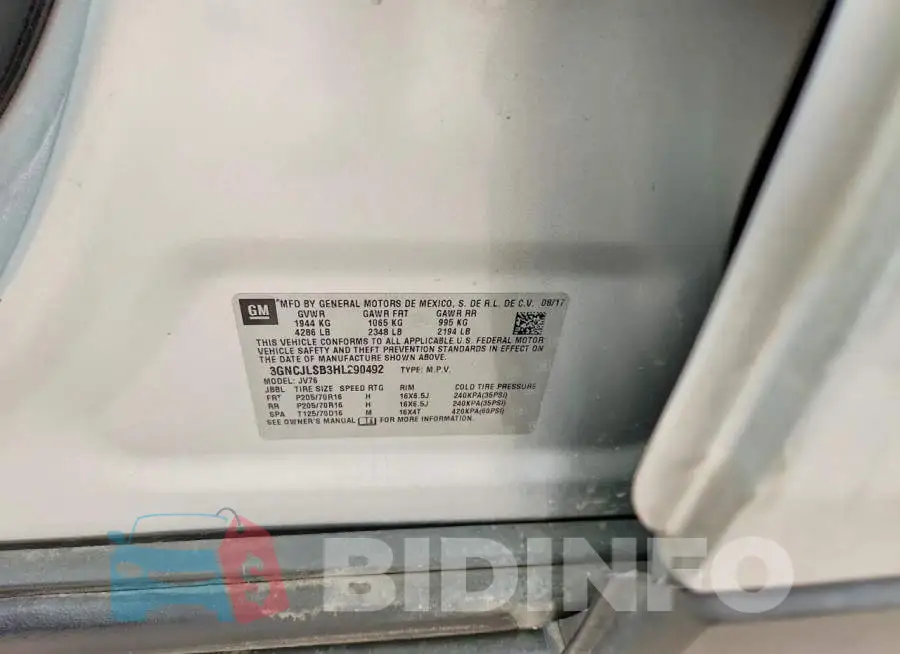 3GNCJLSB3HL290492 Photo# 13