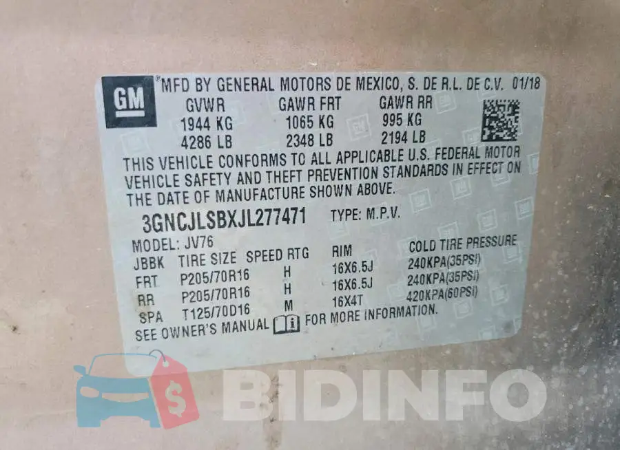 3GNCJLSBXJL277471 Photo# 14