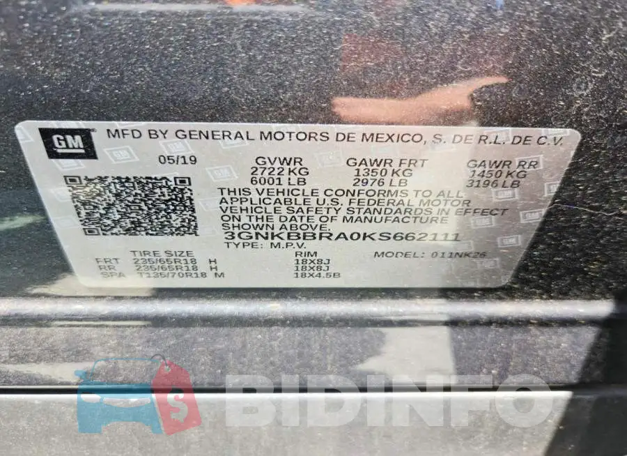 3GNKBBRA0KS662111 Photo# 12