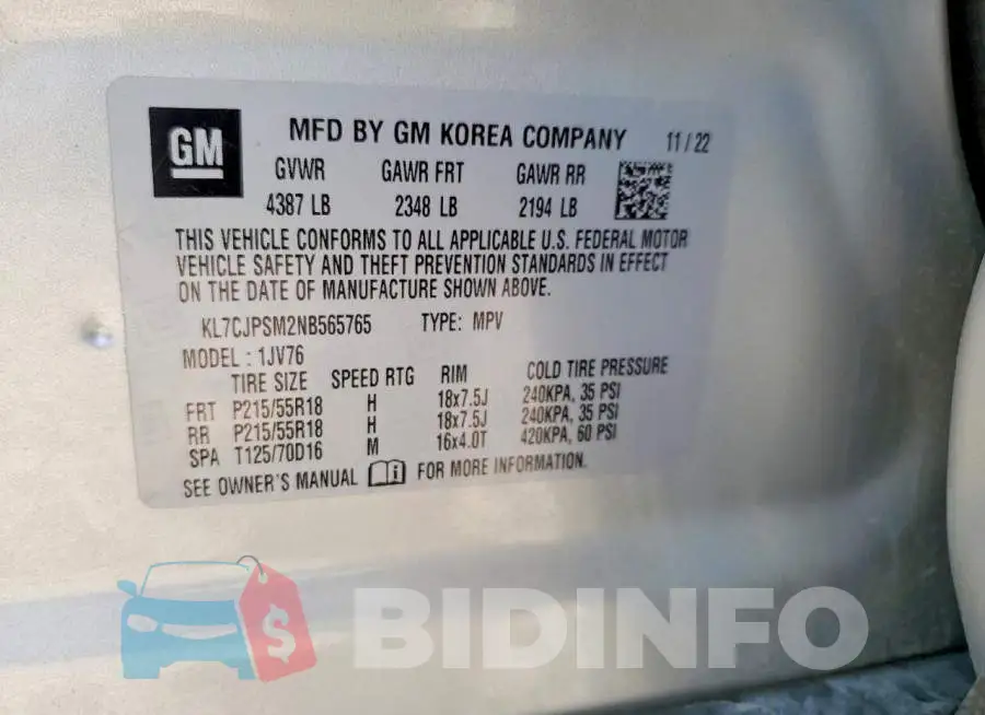 KL7CJPSM2NB565765 Photo# 13