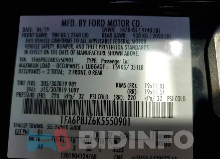 1FA6P8JZ6K5550901 Photo# 12