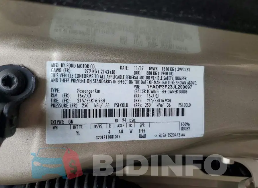 1FADP3F23JL209097 Photo# 12