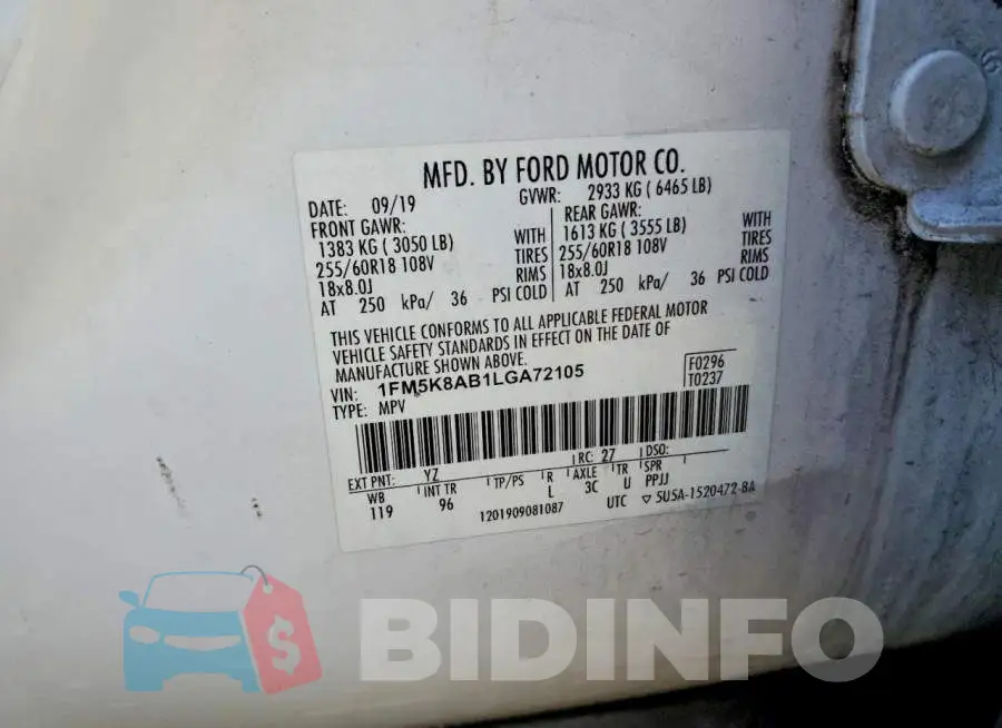 1FM5K8AB1LGA72105 Photo# 13