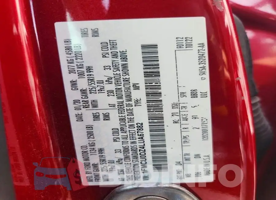 1FMCU0DZ4LUA67882 Photo# 13