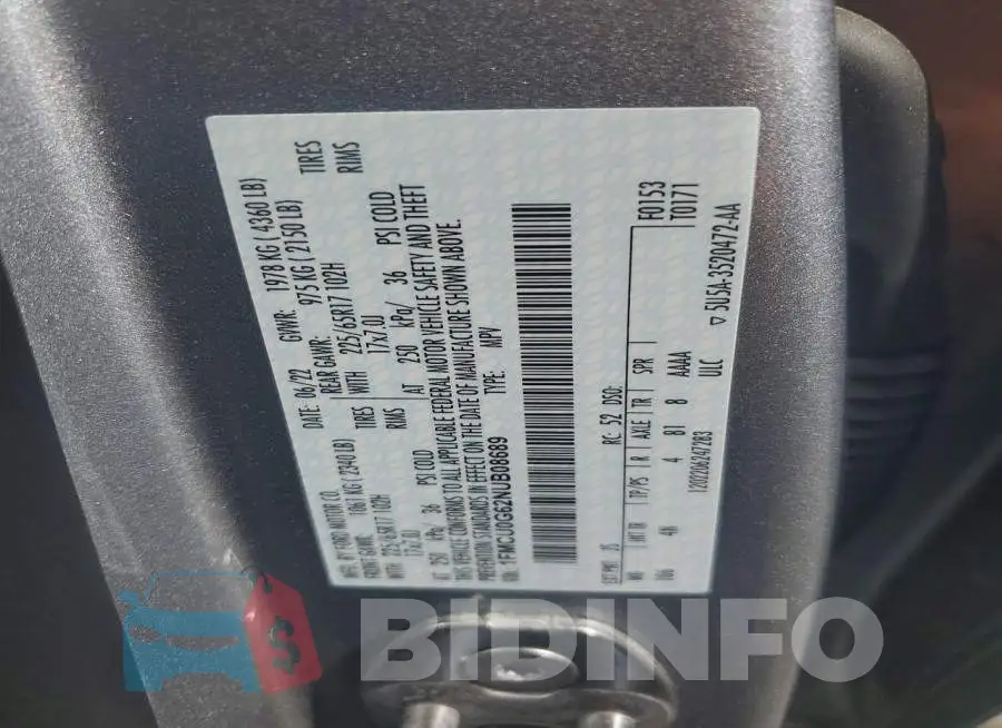 1FMCU0G62NUB08689 Photo# 13