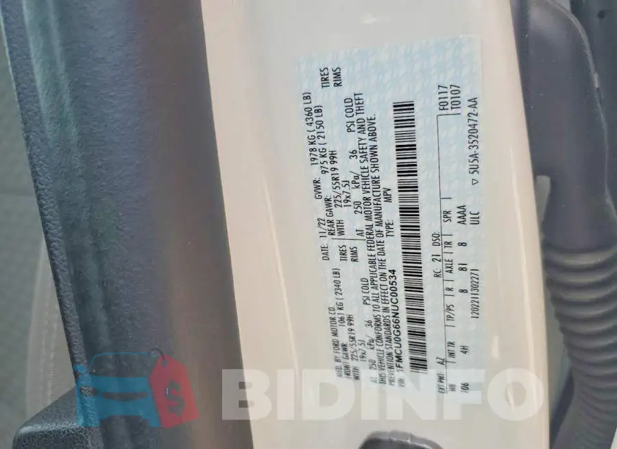 1FMCU0G66NUC00534 Photo# 13